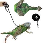 BAMY Halloween Bearded Dragon Dinosaur Costume and 61" Leash Set Lizard Reptile Outdoor Harness with Wing Rope Cool Pet Clothes Small Animal Outfit Suit for Cosplay Party (Dinosaur)