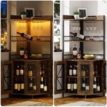 GAOMON Corner Wine/Bar Cabinet with with Power Outlet, Industrial Corner Shelf with Wine Storage, 5-Tiers Liquor Cabinet Bar for Home, Living Room, Kitchen