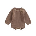 KameyouForever Baby Girl Boy Knit Sweater Romper Long Sleeve Crewneck Sweatshirt Onesie Warm Tops Fall Winter Clothes (Romper B Coffee, 12-18 Months)