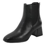 WUIWUIYU Womens Chelsea Boots Square Toe Stacked Heel Waterproof Elastic Dress Winter Sock Boots Black Size 10.5