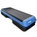 Yes4All Adjustable Aerobic Stepper Exercise Platform with 4 Risers Exercise Step Platform/Aerobic Stepper, X-Large, Blue