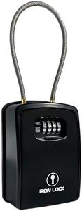 Iron Lock® XXL Key Lock Box Portable and Wall Mounted with Removable Cable Shackle Waterproof Indoor Outdoor 4 Digit Combination with Resettable Code with A B Switch Extra Large Key Lockbox Outside