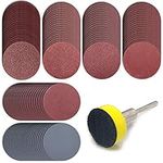 120pcs 1 Inch/25mm Sanding Discs Pad Sander Disk Kit with 1/8” Shank Abrasive Polish Pad Plate for Dremel and Most Rotary Tool, 100/180/240/400/1500/3000 Grit Paper