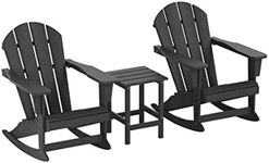 WO Home Furniture Patio Rocking Chair Set of 3 PCS Classic Outdoor Adirondack Rocker Chairs & Table (Grey)