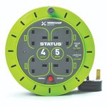 STATUS 4 Socket Cable Reel, 5m, Green, 13 Amp, Thermal Cut Out, Heavy Duty, Outdoor Extension Lead, Ideal for DIY, Garden, Home, Workshop Use (S5M13ACR5)