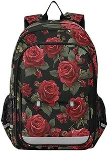 ALAZA Laptop Backpack Purse for Women Men FloralTravel Bag Casual Daypack with Compartment & Multiple Pockets, Rose, One Size, Daypack Backpacks