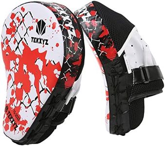 TEKXYZ Boxing Pads for Focus Training, 1 Pair Curved Mitts for Boxing Kickboxing, Muay Thai, MMA and Other Sparring Training, White