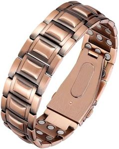 Feraco 3X Upgrade Copper Bracelets for Men,100% Pure Lymphatic Drainage Therapeutic Copper Magnetic Bracelets with 3 Row Powerful 3500 Gauss Neodymium Magnets,Jewelry Copper Gifts for Men