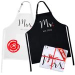 Prazoli His and Her Aprons Mr Mrs Established 2023 Couples Engagement Gift, Cute Bridal Shower Gift Anniversary Wedding Registry Items & Decoration