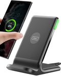 INIU Wireless Charger Stand, 15W Qi Fast Charging Dock Phone Charger, Adaptive LED Wireless Charging Station for iPhone 16 15 14 13 12 11 9 8 XR, Samsung S22 S21 S10 S9, LG V40 G8, Pixel 8 7 6 etc.