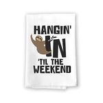 Honey Dew Gifts Funny Kitchen Towels, Hangin’ in ‘Til The Weekend, Sloth Themed Decor, Flour Sack Cotton Multi-Purpose Towel…