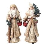 Regency International Old World Santa Tree and Lantern, 15-inch Height, Resin, Set of 2