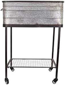 Creative Co-Op Metal Bucket/Planter on Stand with Casters