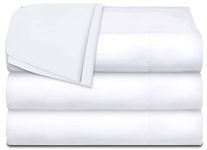 White Classic Twin Flat Sheets 3 Pack, White Cotton Flat Bed Sheet 66x104 Inches, 200 Thread Count Hospital Bed Sheets