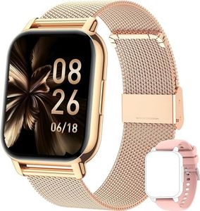 Popglory Smart Watch Answer/Make Calls & 2 Straps, 1.85" Large Smartwatch for Women Men, Fitness Watch Blood Pressure, Blood Oxygen, Heart Rate Tracking, Step Counter for iPhone & Android