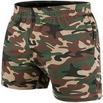 JEEING GEAR Men's Bodybuilding Workout Gym Shorts 5" Inseam Sports Cotton with Pocket Camouflage Color Size XL