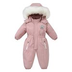 Verve Jelly Baby Snowsuit Winter Romper Jacket Coat Boys Girls Hooded Jumpsuit Warm Long Sleeve Zipper Bodysuit Pink 90 2-3 Years