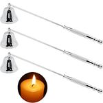 3 Pack Candle Snuffer Candles Accessories Stainless Steel Candle Stopper Bell Shaped Candle Tool with Long Handle Candle Extinguisher Wick for Putting Out Candle Flame Safely (Silver)