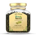 Blue Nectar Green Tea Leaves with Decongestant Lemongrass | Loose Green Leaves Sourced from Assam | Eco Friendly Glass Jar (50 gm + 15 gm Free)