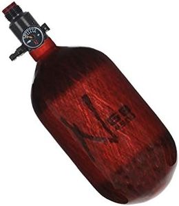 Ninja Paintball Compressed HPA Air Tank w/Adjustable Regulator (ALL COLORS/SIZES) (68/4500 Carbon, Std Adj Reg, Translucent Red, 68ci)