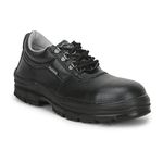 Liberty ROUGHTER-S Lacing Steel Toe Safety Shoes for Men | Lightweight PU Sole with Industrial Work | Anti-Skid | Comfortable for All Weather | Shock Absorber | Slip Resistance (9 UK-Black)