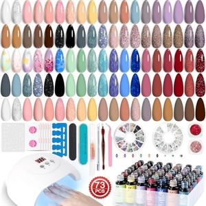 Lavender Violets Gel Nail Polish Kit with U V Light, 45 Colors All Seasons Soak Off Gel Polish Nail Set with Base, Glossy & Matte Top Coat Essential Manicure Tools Gifts for Women LA07