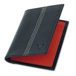 PELLE TORO Minifold Leather Credit Card Holder Wallet for Men, Thin RFID Blocking Contactless Card Protector, Handmade Minimalist Slim Mens Card Wallet in Mens Gift Box, Black Red Wallet