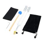 DRELD 64Hz Weighted Tuning Fork - Aluminium Alloy Tuner with Silicone Hammer, Crystal Extender, Velvet Pouch, Cleaning Cloth, Allen Key for Skin, Hair, Bones, Joints, Muscle Relaxation