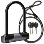 Via Velo Bike U-Lock with Cable, Heavy Duty Anti-Theft Bicycle U Locks with 8mm Braided Steel and 2 Keys, 4ft Length Security Cable for E-Bike, Scooter Mountain Road Bike