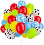 Toy Inspired Story Balloons, 67pcs 12 Inch Cow Pattern Cloud Yellow Red Blue Green Latex Balloons For Kids Boys Girls Inspired Story Party Themed Birthday Party Supplies Decorations