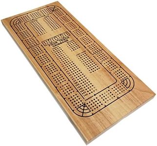 WE Games Classic Cribbage Set - Solid Wood Continuous 4 Track Board with Pegs