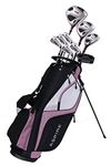 Aspire XD1 Ladies Womens Complete Right Handed Golf Clubs Set Includes Titanium Driver, S.S. Fairway, S.S. Hybrid, S.S. 6-PW Irons, Putter, Stand Bag, 3 H/C's Pink - 2 (Right Hand Petite Size -1")