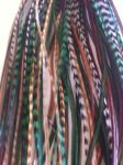 Feather Hair Extension – Green, Brown, and Grizzly Feathers, All Bonded Together at the Tip, Ranging From 6 to 12 Inches in Length, With a Total of 5 Feathers, Includes 2 Silicone Micro Beads