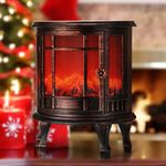 Doyosh LED Fake Fireplace, Vintage Black Decorative Lanterns for Living Room Decor, Mini Metal Lantern for Home Decor, Indoor, Outdoor, Table, Fall Decor with USB/Battery Operated