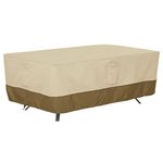 Classic Accessories Veranda Rectangular/Oval Patio Table Cover-Durable and Water Resistant Patio Set Cover, Large (55-565-011501-00), Pebble