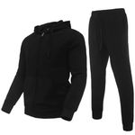 Zusmen Tracksuit Mens, Casual Long Sleeve Full-Zip Running Sweatsuit Sets, Track Jackets and Pants 2 Piece Outfit, Warm Jogging Sweat Suits for Men Black 3XL