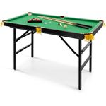 HONEY JOY 48" Pool Table, 4 FT Mini Portable Folding Pool Game Table Set w/ 2 Cue Sticks, 16 Balls, Triangle, 2 Chalks & Brush, Indoor & Outdoor, Billiard Tables for Kids Adults Family Game Room