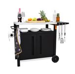 EMBERLI XL Grill Cart Outdoor with Storage with Wheels - Modular Grill Table of Outside BBQ, Blackstone Griddle 17" 22", Bar Patio Cabinet Kitchen Island Prep Stand