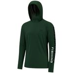 Bassdash UPF 50+ Men’s UV Sun Protection Long Sleeve Performance Fishing Hoodie Hooded Shirts Forest Green/Black