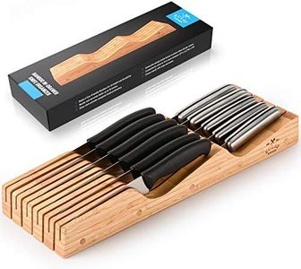 Zulay Kitchen Bamboo Knife Drawer Organizer Insert - Edge-Protecting Knife Organizer Block Holds Up To 11 Knives - Smooth Finish Drawer Knife Organizer Tray Fits In Most Drawers For Kitchen