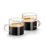 Exrp Espresso Cups Set of 2, 120ml Double Spouts Cups, Espresso Shot Glasses, Milk Cup with Handle, Clear Glass, Espresso Accessories for Espresso Machine