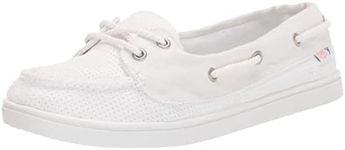 Roxy Women's Ahoy Slip on Boat Shoe Sneaker, White, 6.5