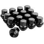eSynic Wheel Nuts Set for Ford Professional 16Pcs M12x1.5 Wheel Nuts 19mm Hex Locking Nut Bolts Black Mild Steel Taper Washer for Ford Focus Fiesta Mondeo Kuga KA etc