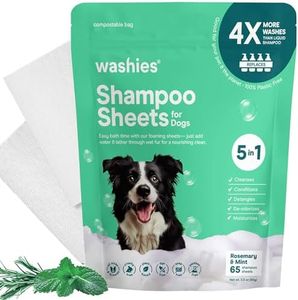 Washies Dog Shampoo Sheets and BuddyGlove, 2X Washes Than Liquid, Water Activated Puppy Shampoo & Dog Bath Supplies (Washies Dog Shampoo Sheets (Mint 65ct))