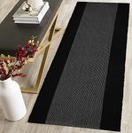 STONEMUNK® Cotton Carpet Runner 22x60 Inch for Living Room, Bedroom, Kids Room, Kitchen, Bedside Runner - (Black - Border, 2x5 Feet)