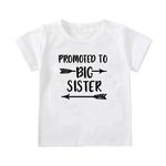 Koijhnb Baby Girls Promoted to Big Sister Tops Letter Printed Clothes,Big Sister Tops Short Sleeve for Girls (Big Sister Promoted White-1,18-24 Months)