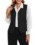 MINTLIMIT Women Double Welts Pocket Waistcoat Classic Business Vest V-Neck Office Gilet (Black XXL)