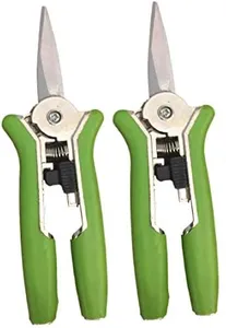 GARDEN GURU Precision Hand Pruner Pruning Shear Scissors with Stainless Steel Blades for Razor Sharp Snips - Easy on Arthritic Hands | Soft Ergonomic Rubber Handles | GB6 Clean Cut Pro (2 Pack)