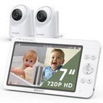 bonoch MegaView Baby Monitor with 2 Cameras, 7" 720P HD Split Screen Baby Monitor No WiFi, Video Baby Monitor with Camera and Audio, 6000mAh, VOX Mode, 2 Way Audio, Remote PTZ, Auto Night Vision