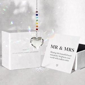 Hegelda Mr & Mrs Crystal Heart Suncatcher, Wedding Anniversary Couples Gift